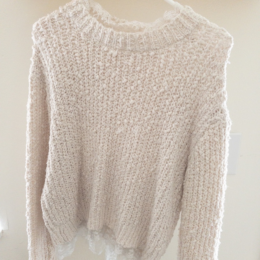 White/Cream Crochet Sweater